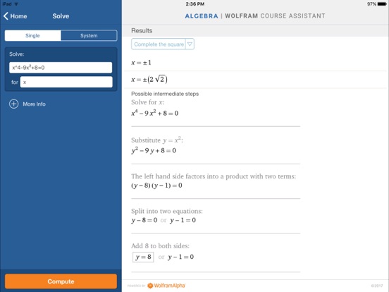 Wolfram Algebra Course Assistant screenshot