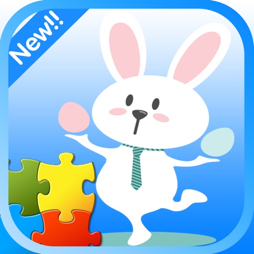 Lovely easter bunny jigsaw puzzle for kids iOS App