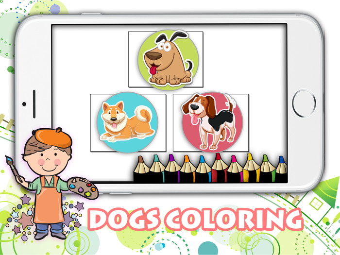Dog coloring book games for 3, 4, 5, 6 years