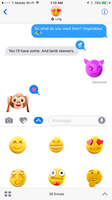 3D Emojis - 3D Animated Emoji Stickers iPhone screenshot 5 - Stickers app