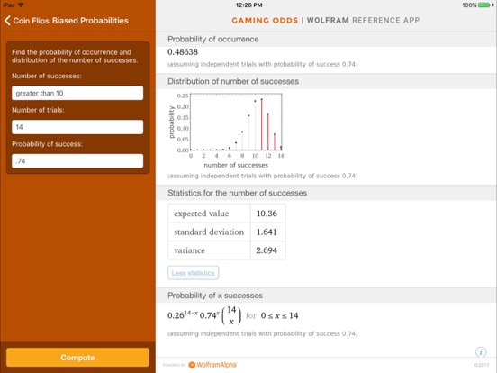 Screenshot #6 pour Wolfram Gaming Odds Reference App