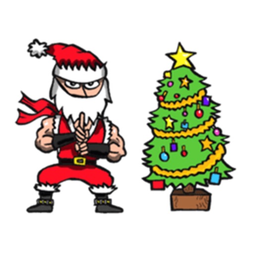 Stickers Of Funny Ninja Santa Claus
