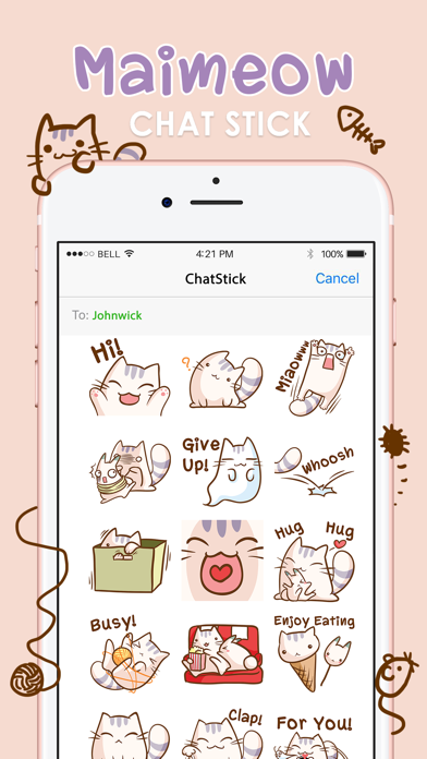 Screenshot #1 pour ไม้เมี้ยว สติกเกอร์ สำหรับ iMessage ฟรี
