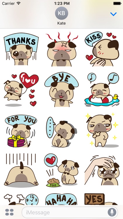 Cute pug puppy for iMessage Sticker