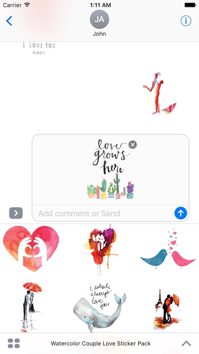 Watercolor Couple Love Sticker Pack
