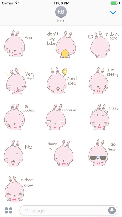 Evy The Pink Cutie Rabbit Stickers
