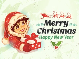 Merry Christmas & Happy New Year Vintage Stickers