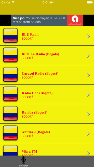 Screenshot #1 pour Emisoras Colombianas