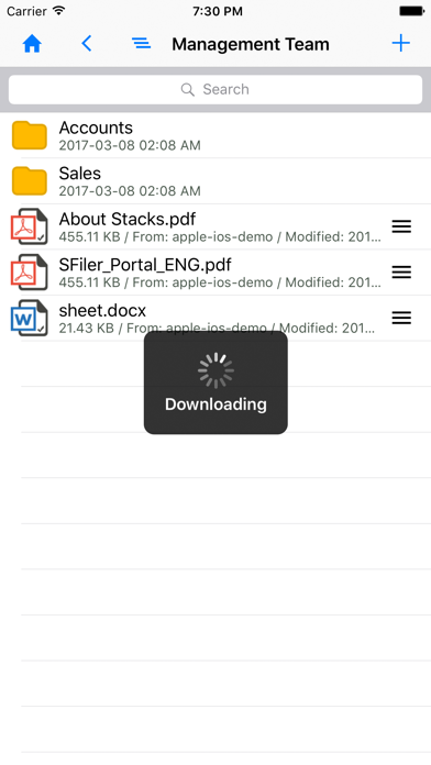 Screenshot #1 pour S-Filer/Sanctum Mobile Client