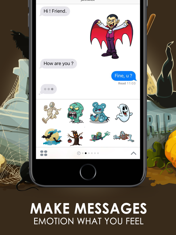 Screenshot #5 pour Halloween Stickers Keyboard for iMessage ChatStick