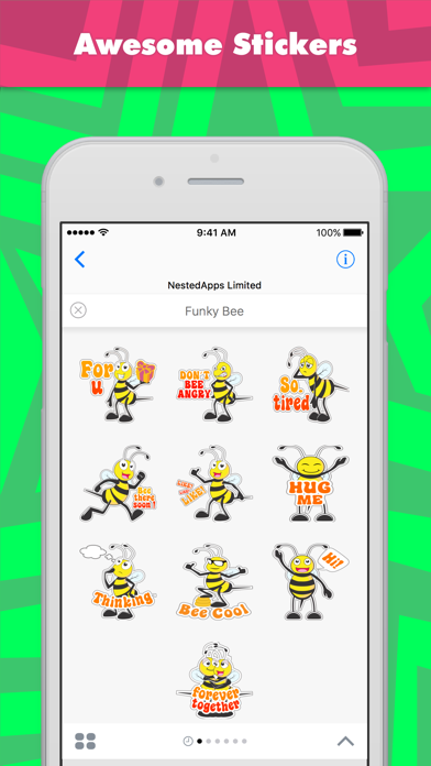 Funky Bee stickers by NestedApps Stickers Screenshot 1 - AppWisp.com