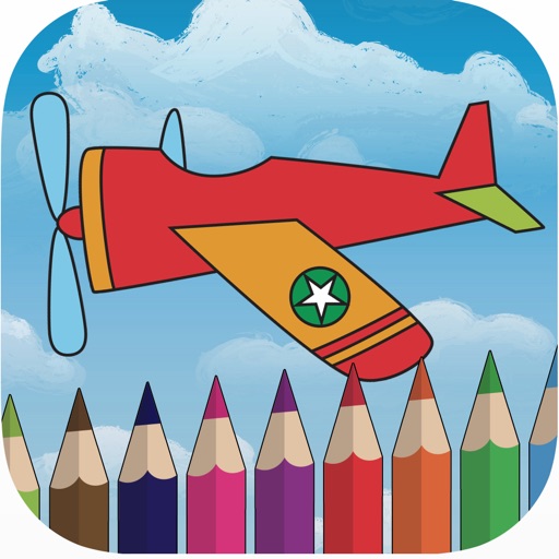 Sky airplane coloring book for kids games Icon