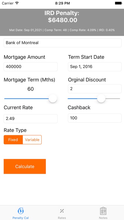 Mortgage Penalty Calculator