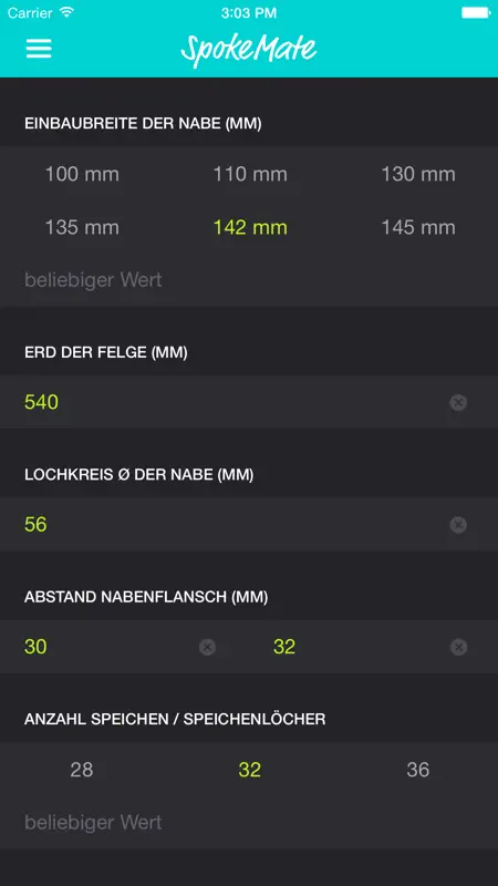 SpokeMate: Speichenlängen-Rechner screenshot 2 of 3