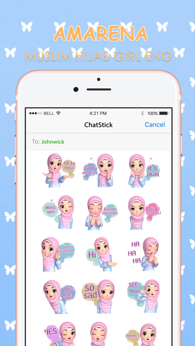 Screenshot #1 pour Amarena Hijabgirl ENG Stickers for iMessage