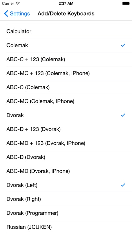 PC Keyboard - standard layout and colemak, dvorak