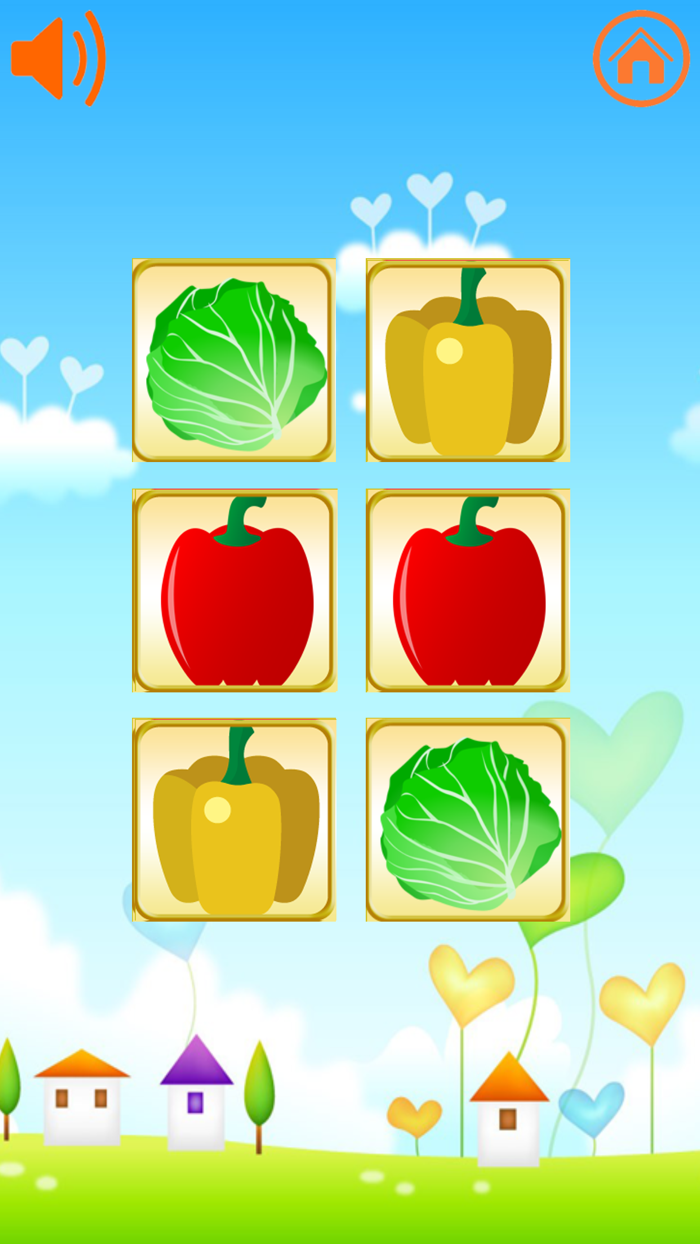 Matching game fruits and vegetables for Kids