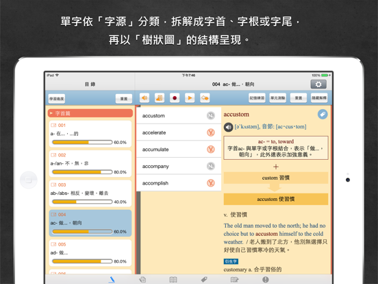 Screenshot #5 pour 一生必學的英文字首字根字尾，繁體中文版