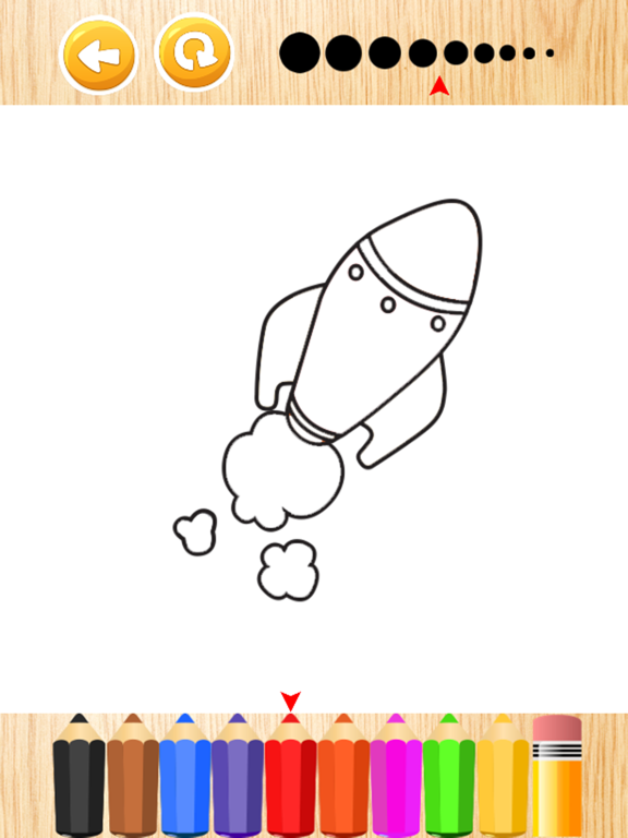 Rocket space coloring book for kids games iPad screenshot