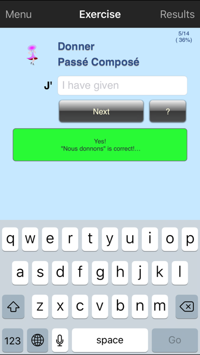 Screenshot #2 pour Verbuga French Verb Trainer Lite