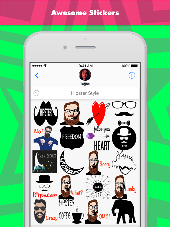 Hipster Style stickers by Tuğba iPad screenshot 2 - Stickers app