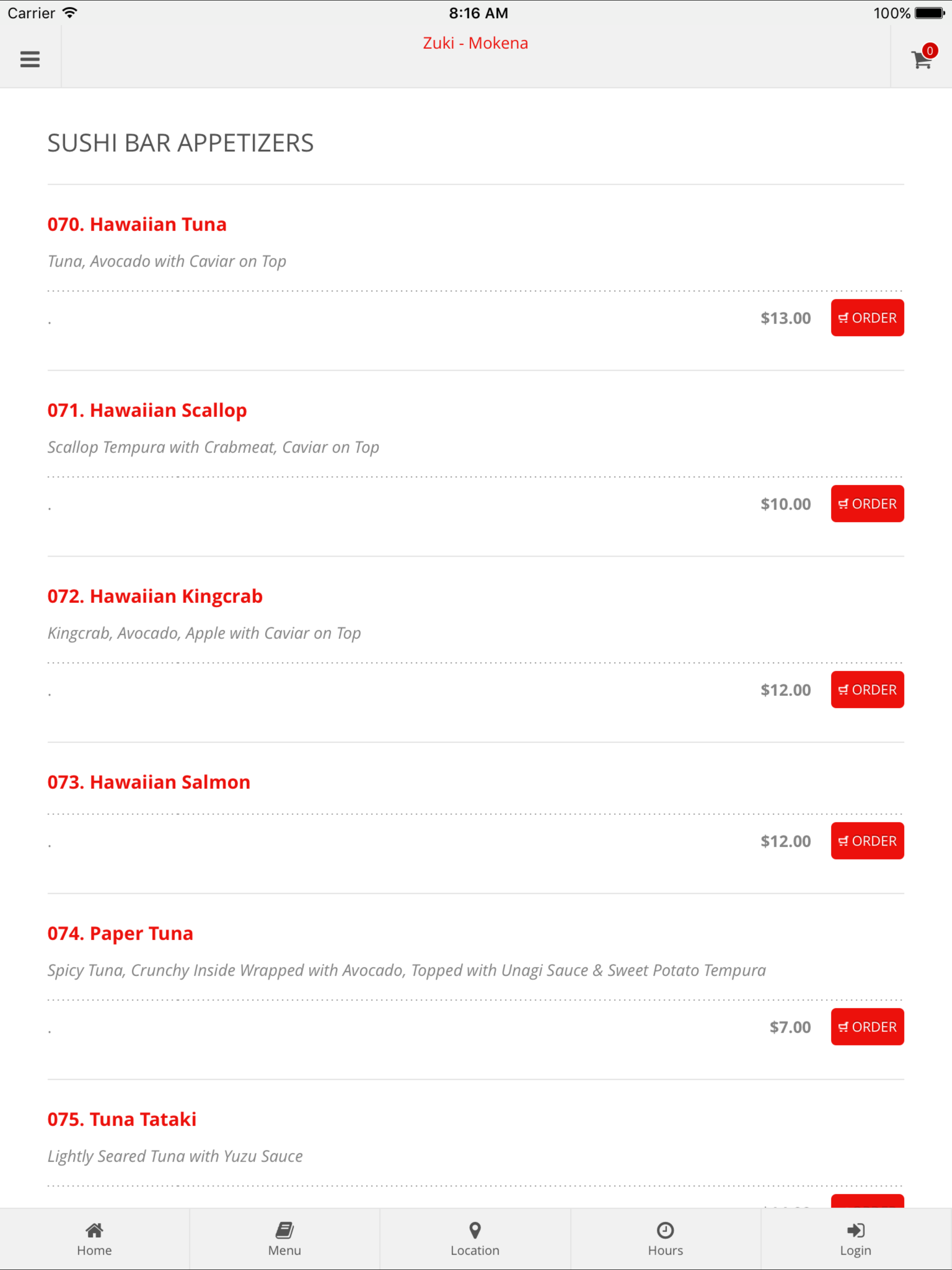 Zuki Mokena Online Ordering