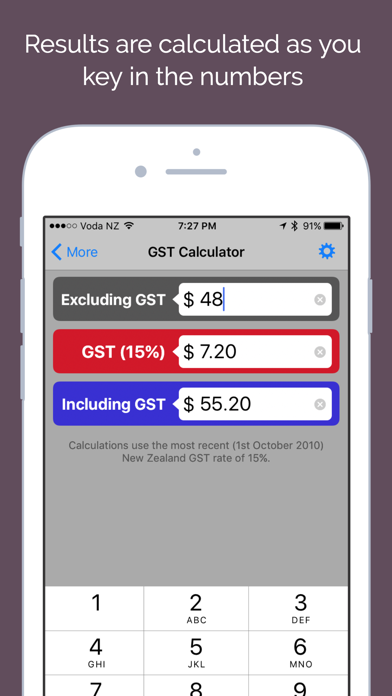 Screenshot #1 pour GST Kiwi - New Zealand Goods and Services Tax Calc