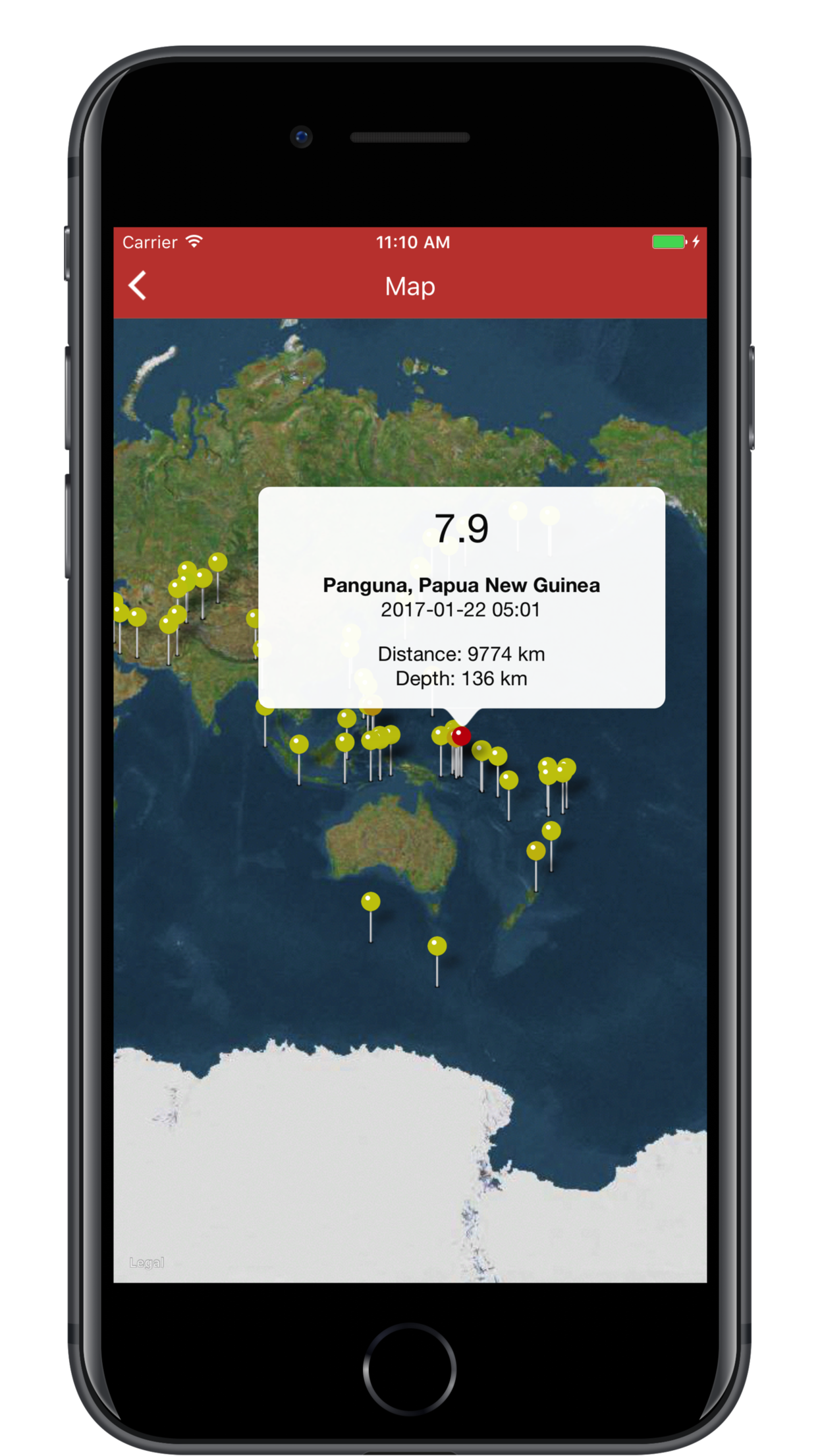 QuakeList - Recent Earthquakes