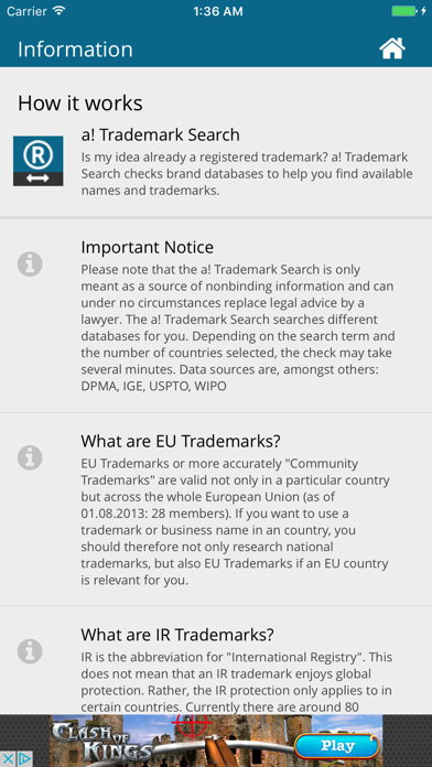 Screenshot #1 pour a! Trademark Search