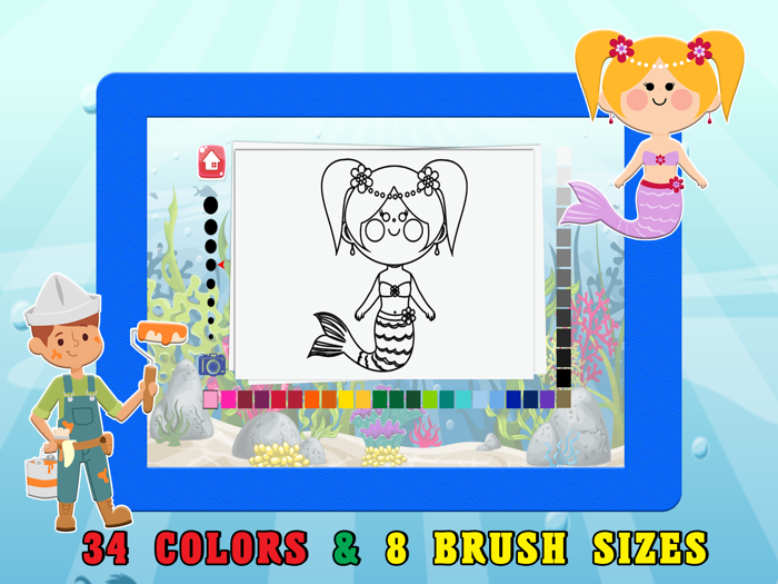 Mermaid Coloring Book Learning Game For Kids Girls