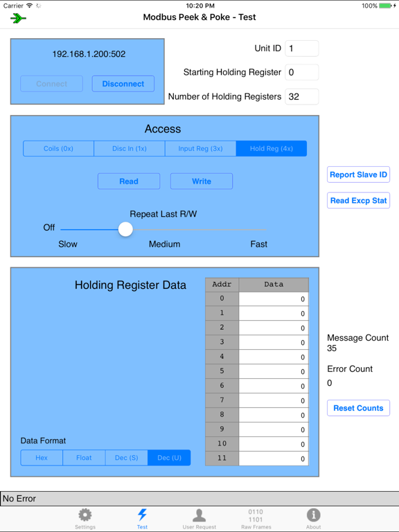 Screenshot #5 pour Modbus Peek & Poke