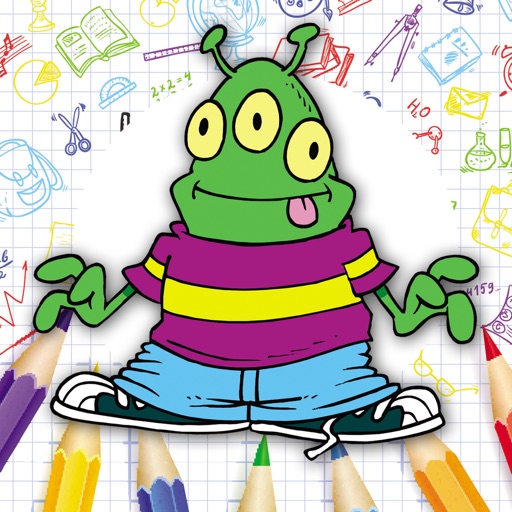 Toddler Kids Coloring Page Game Alien Version Icon