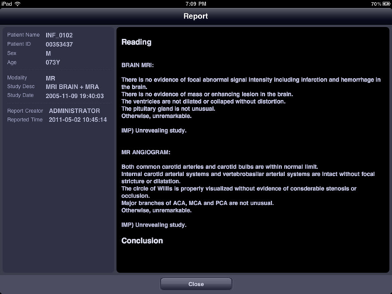 INFINITT Mobile Viewer HD iPad screenshot 4 - Medical app