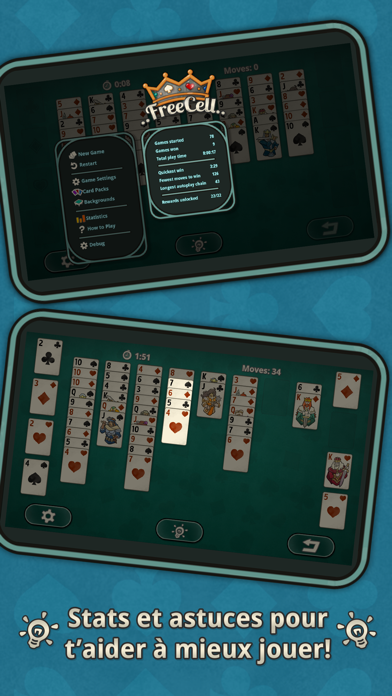 Screenshot #3 pour FreeCell Solitaire: Jeu de Cartes Classique