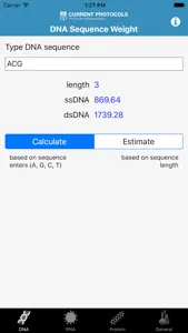 DNA/RNA/Protein and General Mol. Weight Calculator screenshot #1 for iPhone