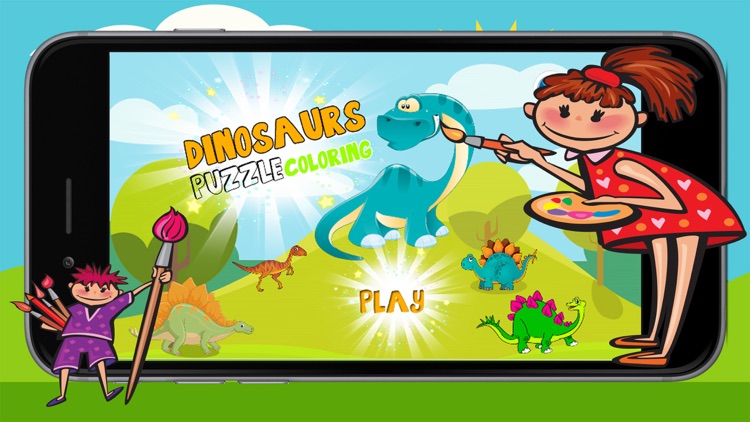 Dinosaurs Puzzle Coloring Pages Game for Kids