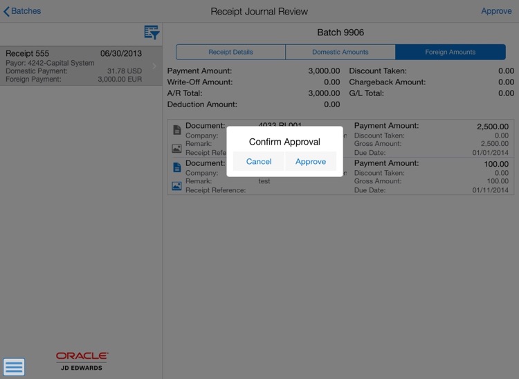 Receipt Batch Approvals Tablet for JDE E1 screenshot-4