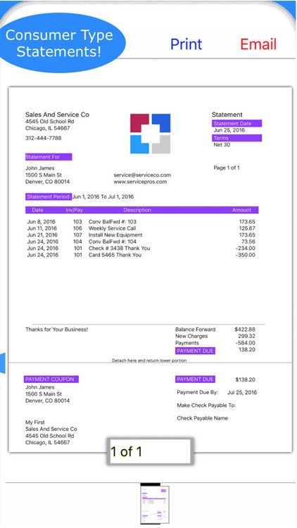 Statements for Monthly Billing
