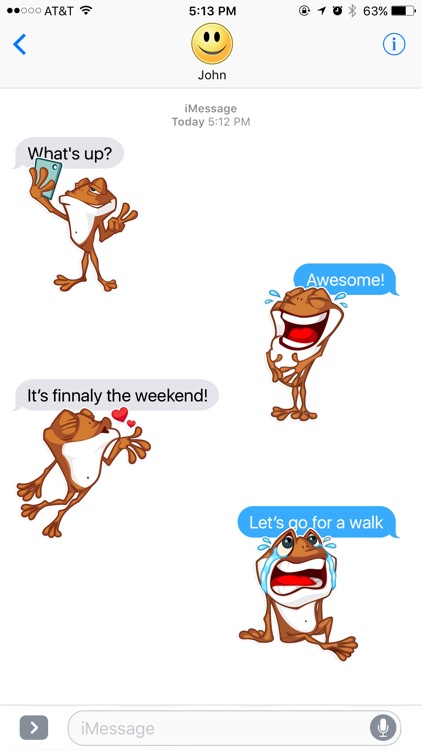 Cheerful Brown Frog Stickers