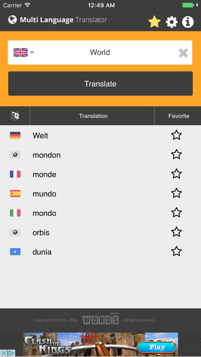 Screenshot #1 pour a! Multi Languages Translator