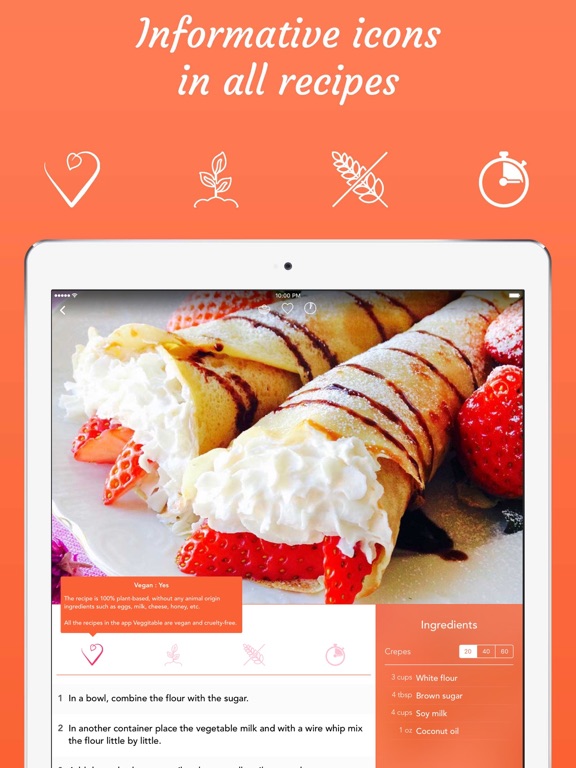 Veggitable - Healthy and vegan recipes iPad screenshot