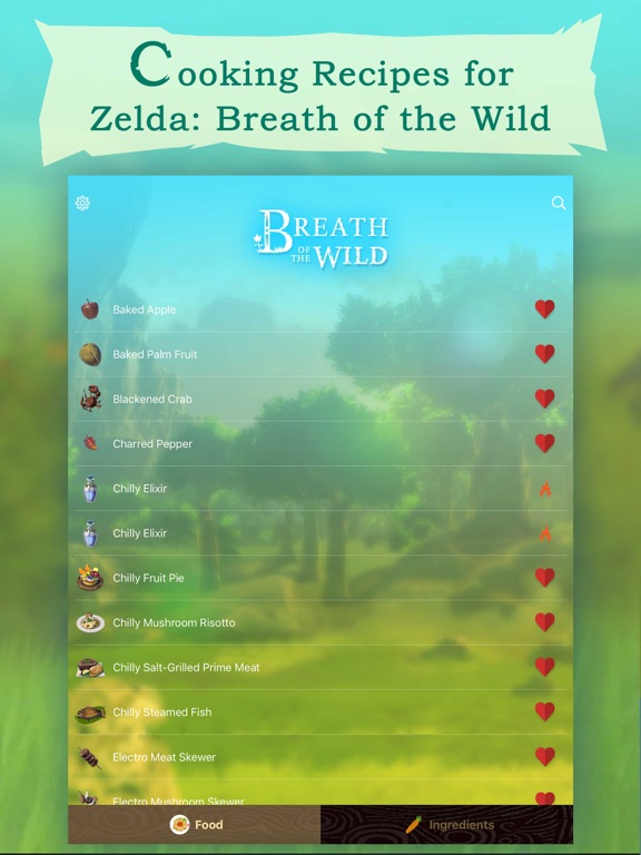 Cooking Dish Recipes for Zelda: Breath of the Wild