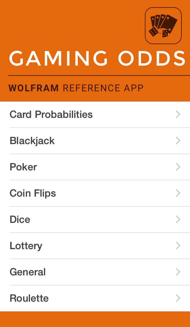 Wolfram Gaming Odds Reference Appのおすすめ画像1