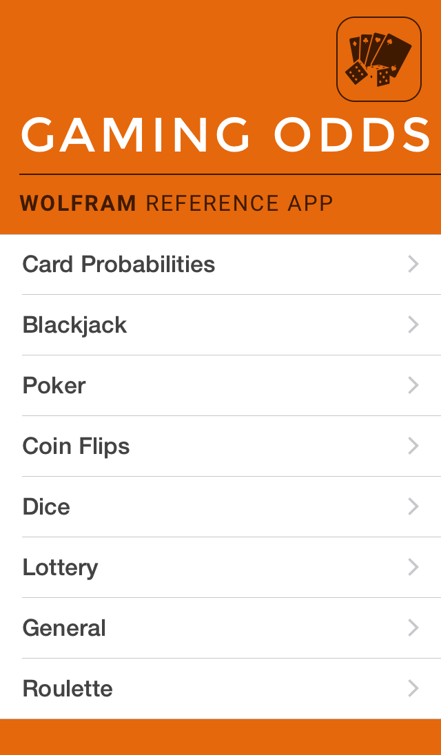 Wolfram Gaming Odds Reference App
