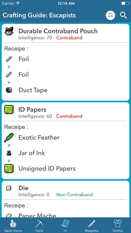 Crafting Guide: The Escapists