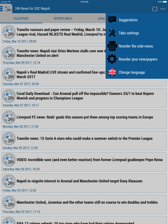 24h News for SSC Napoli iPad screenshot