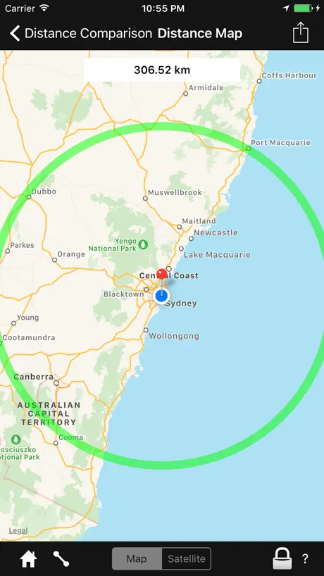 Distance Comparison Map