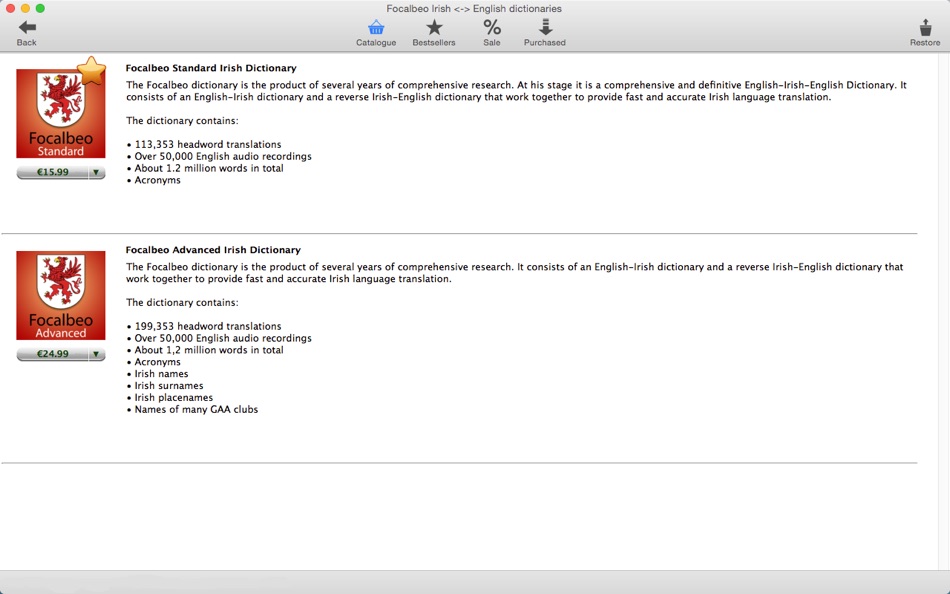 Irish <> English Dictionaries - 8.7.556 - (macOS)