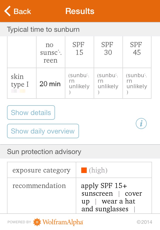 Wolfram Sun Exposure Reference App screenshot 3