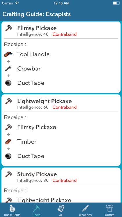 Crafting Guide: The Escapists